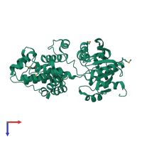 PDB entry 1qyi coloured by chain, top view.