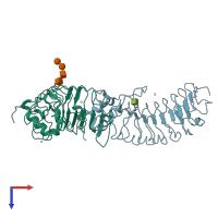 PDB entry 1qyy coloured by chain, top view.