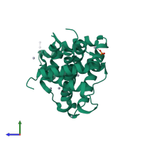 PDB entry 1qz4 coloured by chain, side view.
