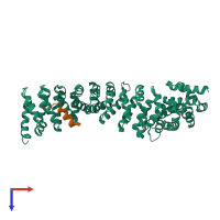 PDB entry 1qz7 coloured by chain, top view.