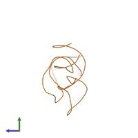 PDB entry 1qza coloured by chain, side view.