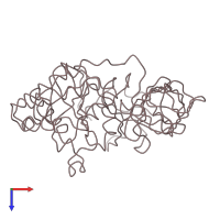 PDB entry 1qzd coloured by chain, top view.