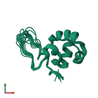 PDB entry 1qzp coloured by chain, ensemble of 13 models, front view.