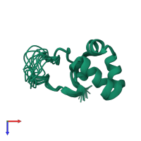 PDB entry 1qzp coloured by chain, ensemble of 13 models, top view.