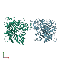 PDB entry 1qzq coloured by chain, front view.