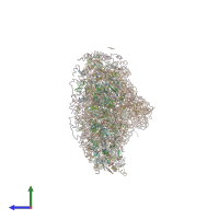 PDB entry 1qzv coloured by chain, side view.