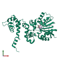 PDB entry 1qzz coloured by chain, front view.
