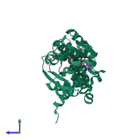 PDB entry 1qzz coloured by chain, side view.