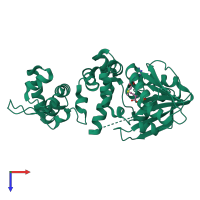 PDB entry 1qzz coloured by chain, top view.