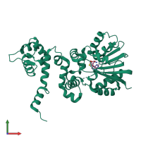 PDB entry 1r00 coloured by chain, front view.