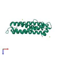 PDB entry 1r03 coloured by chain, top view.