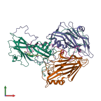 PDB entry 1r08 coloured by chain, front view.