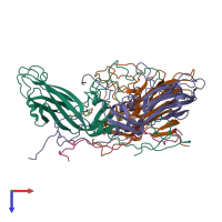 PDB entry 1r09 coloured by chain, top view.