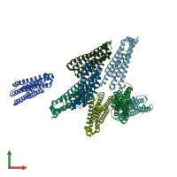 PDB entry 1r0d coloured by chain, front view.