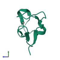 PDB entry 1r0f coloured by chain, side view.