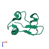 PDB entry 1r0f coloured by chain, top view.