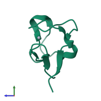 PDB entry 1r0g coloured by chain, side view.
