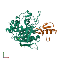 PDB entry 1r0r coloured by chain, front view.