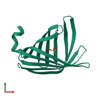 PDB entry 1r0u coloured by chain, front view.