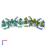 PDB entry 1r0v coloured by chain, top view.