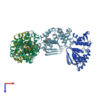 PDB entry 1r0x coloured by chain, top view.