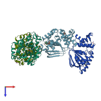 PDB entry 1r0y coloured by chain, top view.