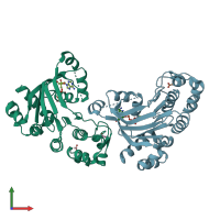 PDB entry 1r10 coloured by chain, front view.