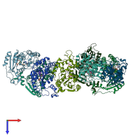 PDB entry 1r15 coloured by chain, top view.