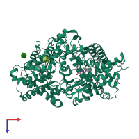 PDB entry 1r1i coloured by chain, top view.