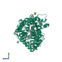 PDB entry 1r1j coloured by chain, side view.