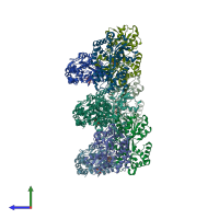 PDB entry 1r1n coloured by chain, side view.