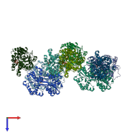 PDB entry 1r1n coloured by chain, top view.