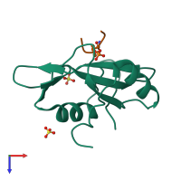 Hetero dimeric assembly 1 of PDB entry 1r1p coloured by chemically distinct molecules, top view.