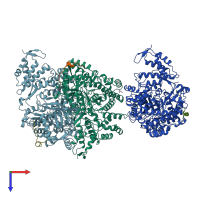 PDB entry 1r1r coloured by chain, top view.