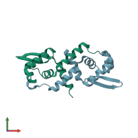 PDB entry 1r1t coloured by chain, front view.