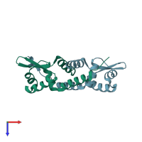 PDB entry 1r1t coloured by chain, top view.