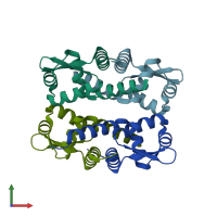 PDB entry 1r1u coloured by chain, front view.