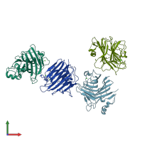 PDB entry 1r1z coloured by chain, front view.