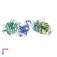 PDB entry 1r1z coloured by chain, top view.