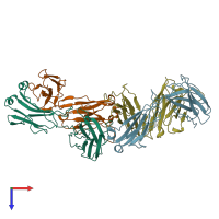 PDB entry 1r24 coloured by chain, top view.