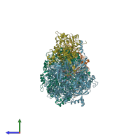 PDB entry 1r27 coloured by chain, side view.