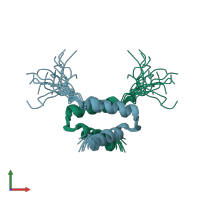 PDB entry 1r2a coloured by chain, ensemble of 17 models, front view.