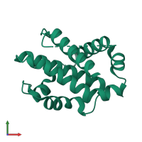 PDB entry 1r2d coloured by chain, front view.