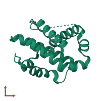 PDB entry 1r2e coloured by chain, front view.