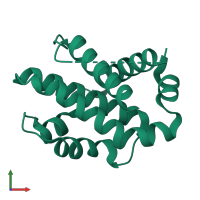 PDB entry 1r2i coloured by chain, front view.