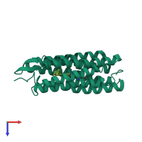 PDB entry 1r2n coloured by chain, ensemble of 12 models, top view.