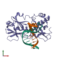 PDB entry 1r2y coloured by chain, front view.