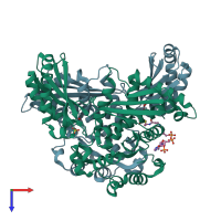 PDB entry 1r31 coloured by chain, top view.