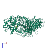 PDB entry 1r34 coloured by chain, top view.