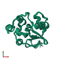 PDB entry 1r36 coloured by chain, ensemble of 25 models, front view.